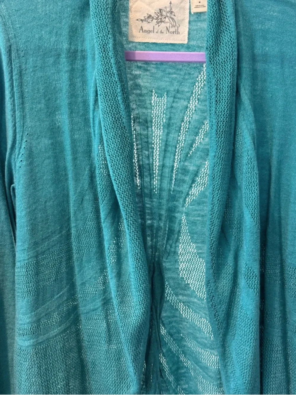 Angel Of The North Brushed-Horizon Open-Front Teal Cardigan Sweater - Picture 9 of 15